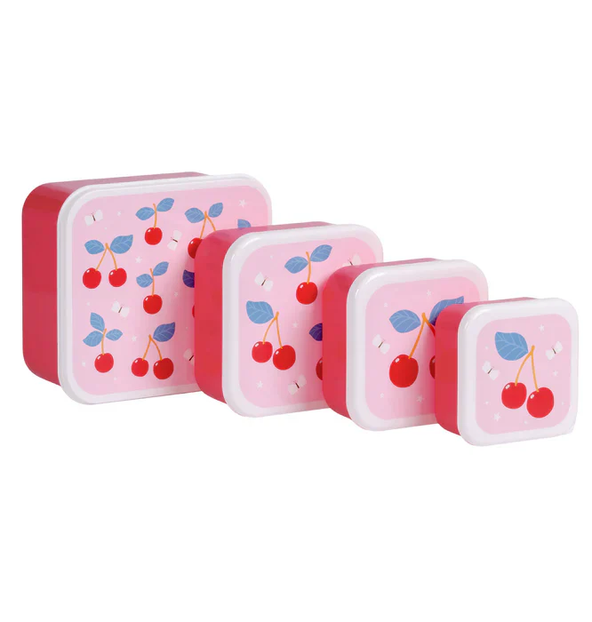 A Little Lovely Company - Set Snackdoosjes (4 stuks) | Cherries - Image 2