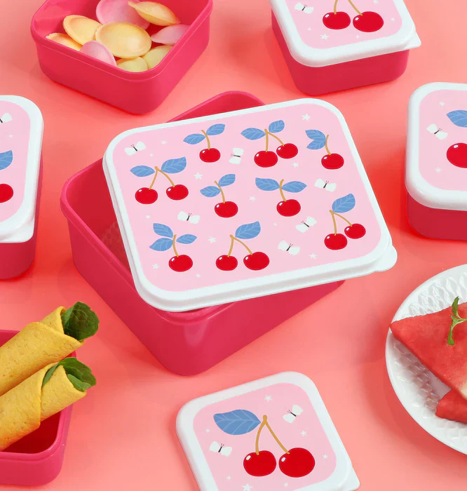 A Little Lovely Company - Set Snackdoosjes (4 stuks) | Cherries - Image 6