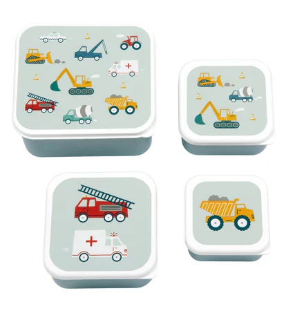 A Little Lovely Company - Set Snackdoosjes (4 stuks) | Vehicles