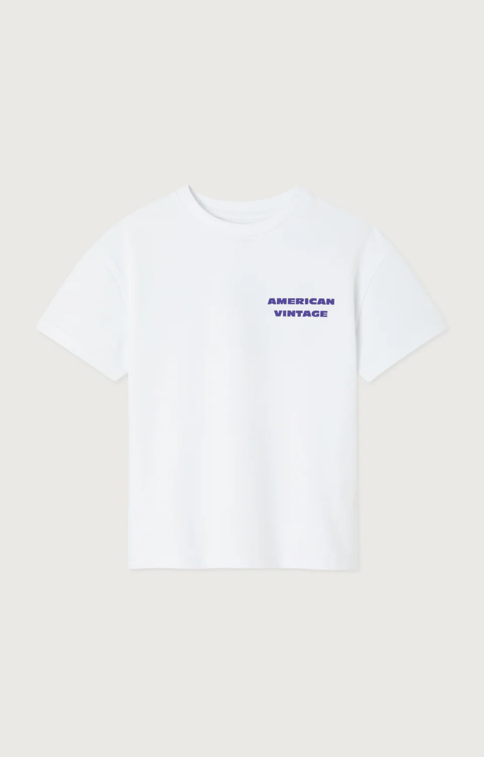 American Vintage - T-Shirt Fizvalley Droit Col Rond Imprime White
