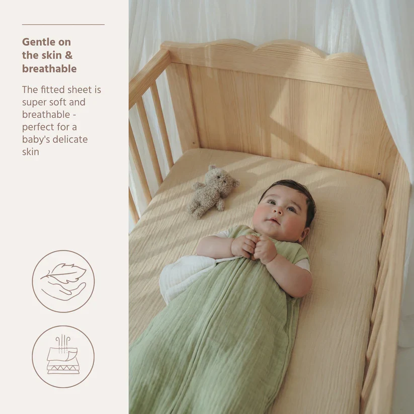 B-Boo - Hoeslaken Pre-Washed Hydrofiel 70x140cm | Soft Sand - Image 4