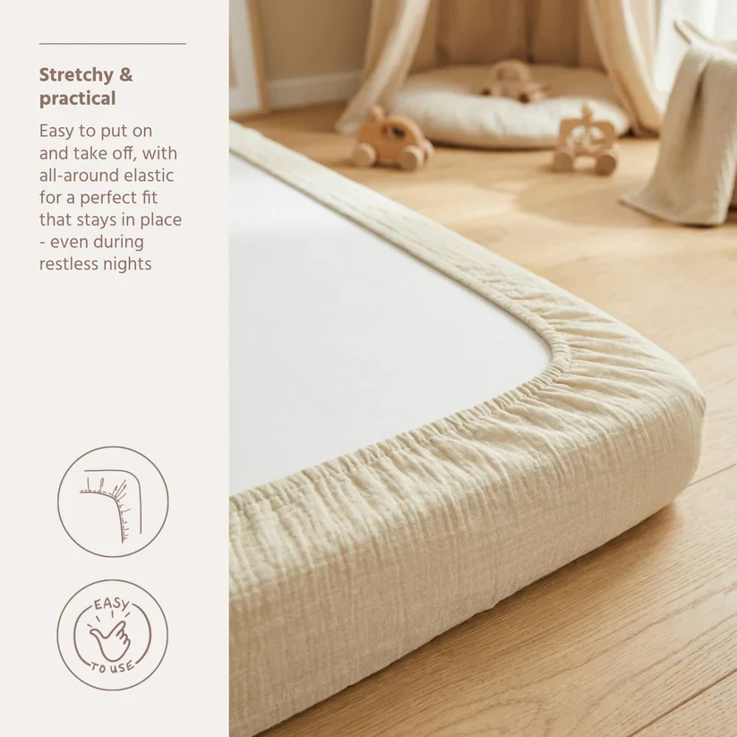 B-Boo - Hoeslaken Pre-Washed Hydrofiel 70x140cm | Soft Sand - Image 5