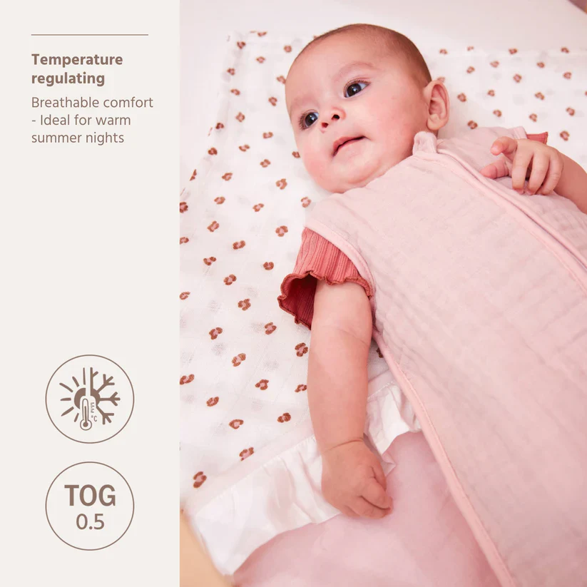 B-Boo - Slaapzak Hydrofiel Ongevoerd 90 cm | Soft Pink - Image 3