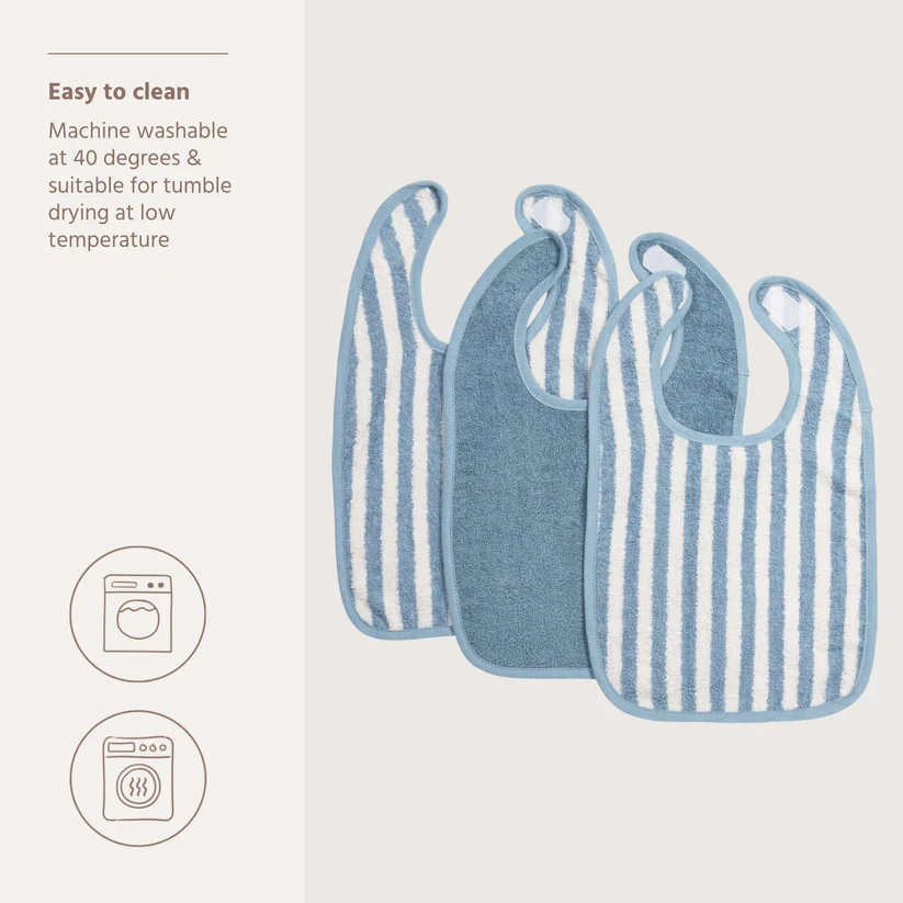 B-Boo - Slab Klittenband Badstof Jacquard Fat Stripe 26x31cm (3pack) | Jeans Blue - Image 7