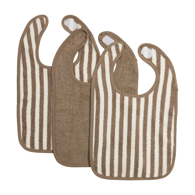 B-Boo - Slab Klittenband Badstof Jacquard Fat Stripe 26x31cm (3pack) | Taupe