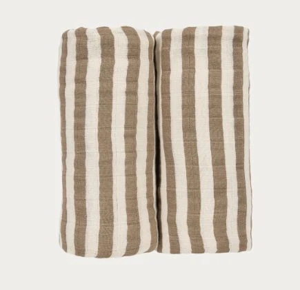 B-Boo - Tetradoeken Pre-washed 120x120 cm (2pack) | Fat Stripe Taupe