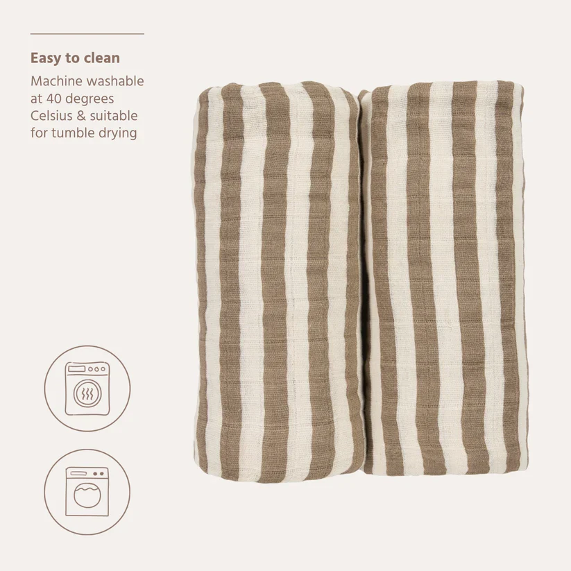 B-Boo - Tetradoeken Pre-washed 120x120 cm (2pack) | Fat Stripe Taupe - Image 5