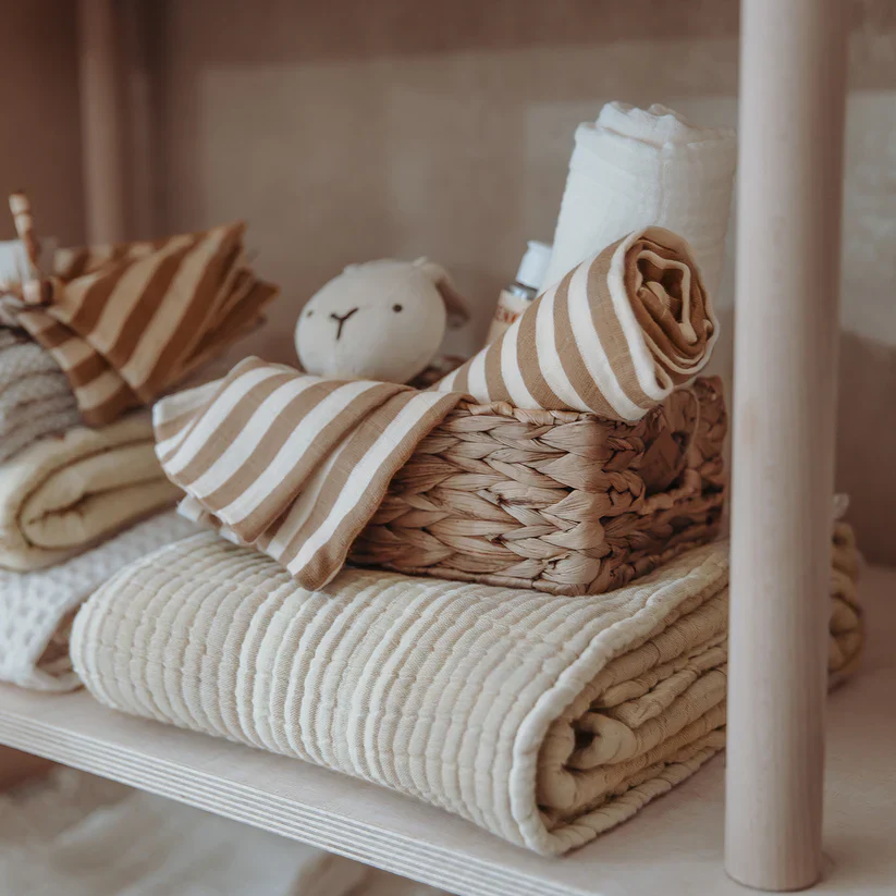 B-Boo - Tetradoeken Pre-washed 70x70 cm (2pack) | Fat Stripe Taupe - Image 5