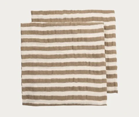 B-Boo - Tetradoeken Pre-washed 70x70 cm (2pack) | Fat Stripe Taupe