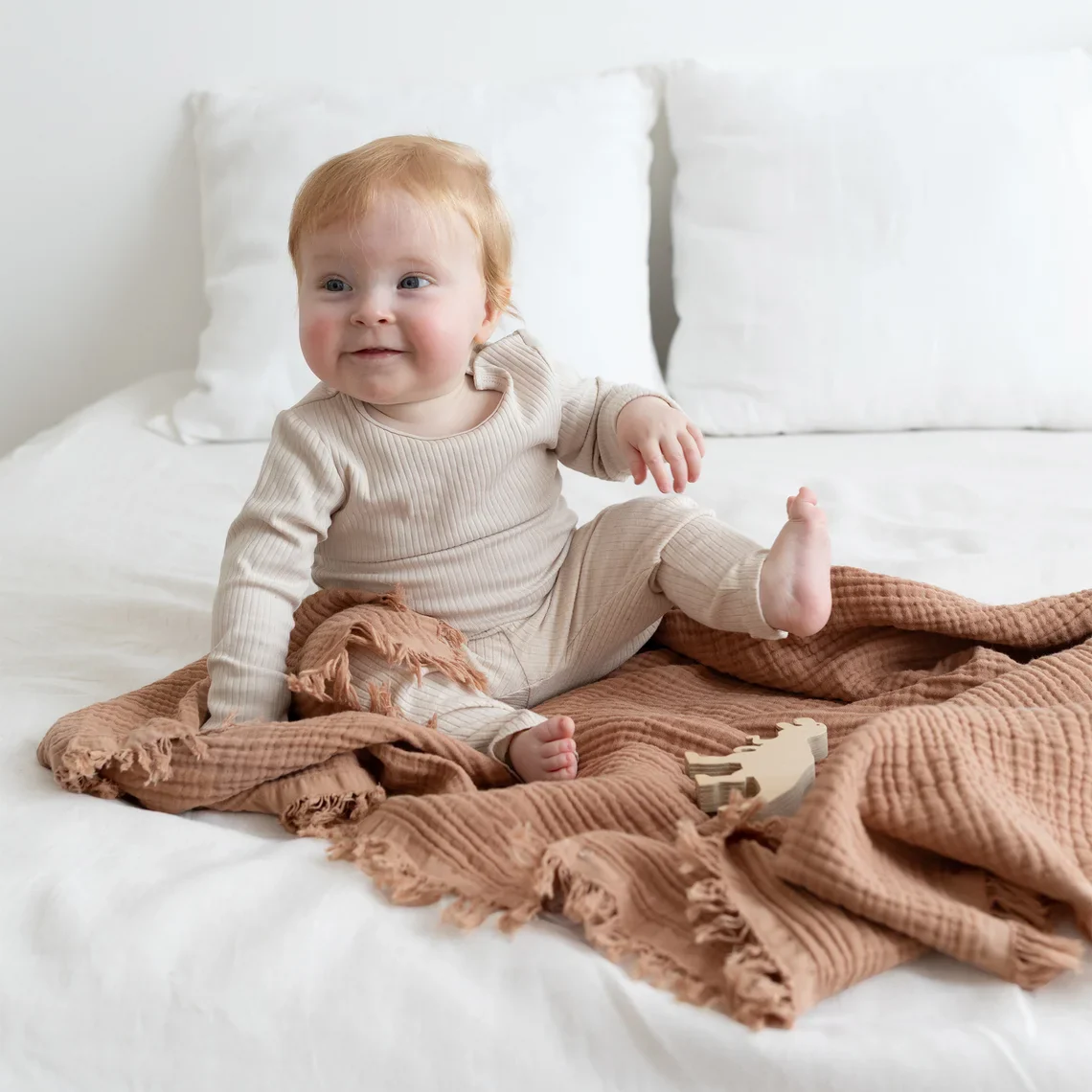 Bemini - Deken Double Swaddle 80x100cm | Moka - Image 2