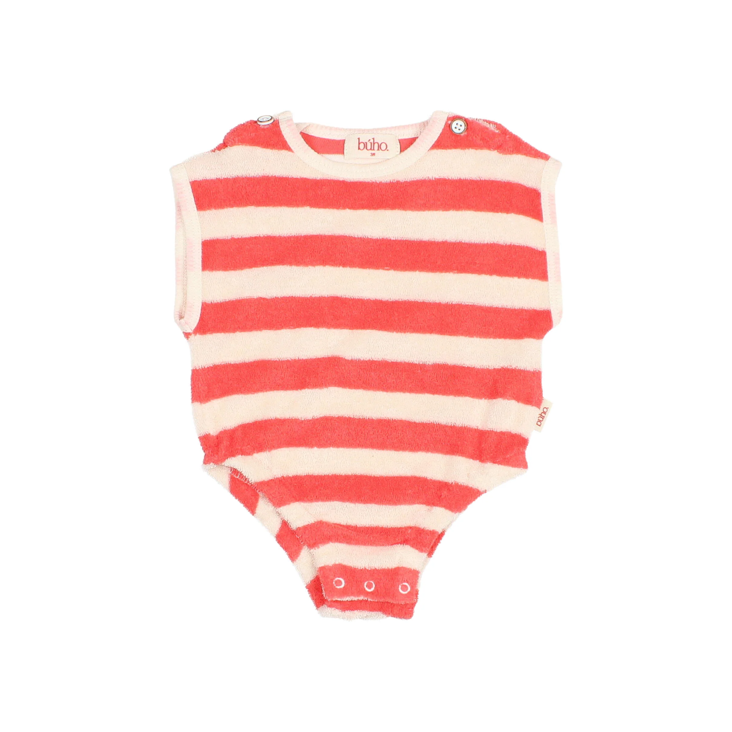 Buho - Top Body Badstof Stripes | Coral