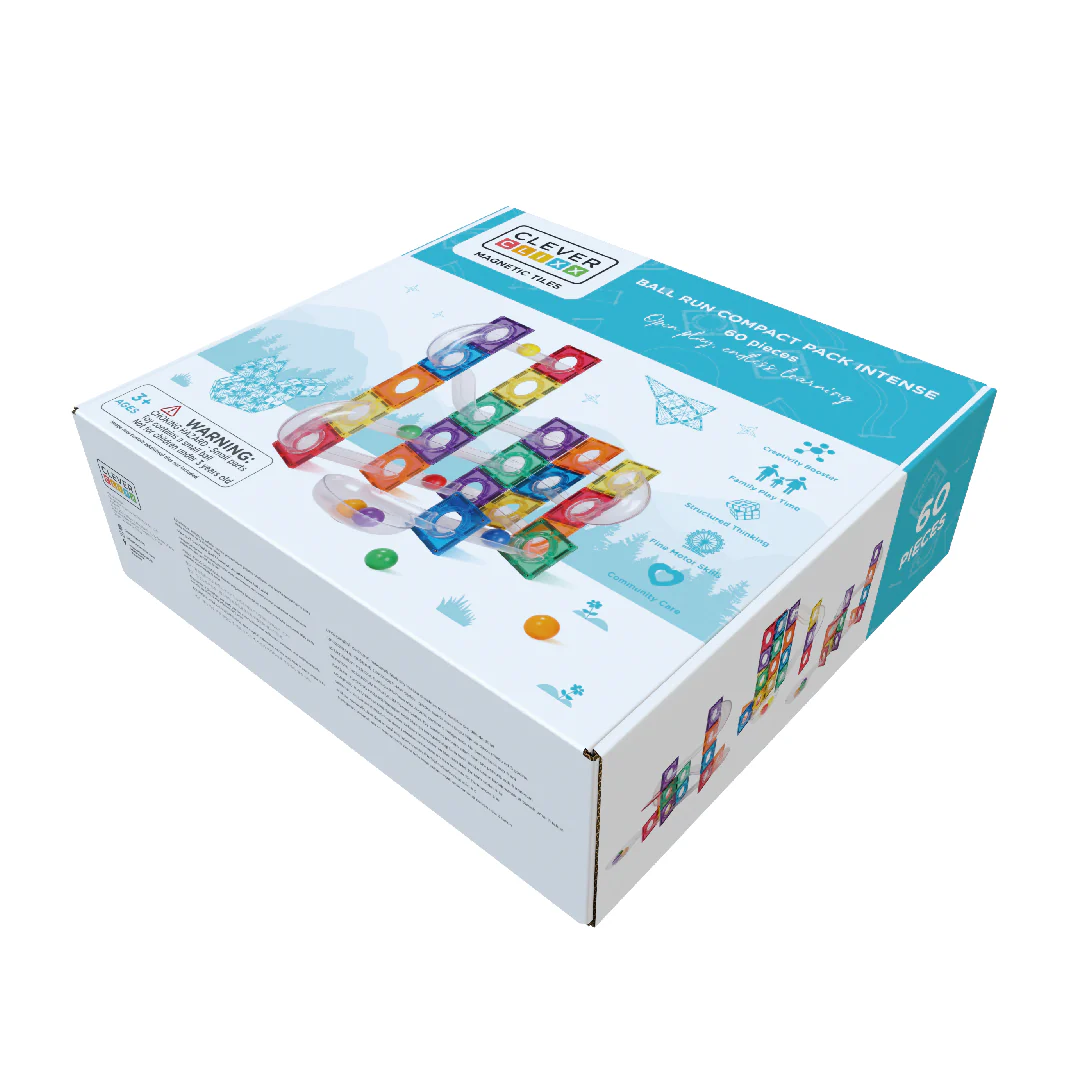 Cleverclixx - Magnetische Tegels Ball Run Compact Intense | 60-delige Racebaan Set - Image 2