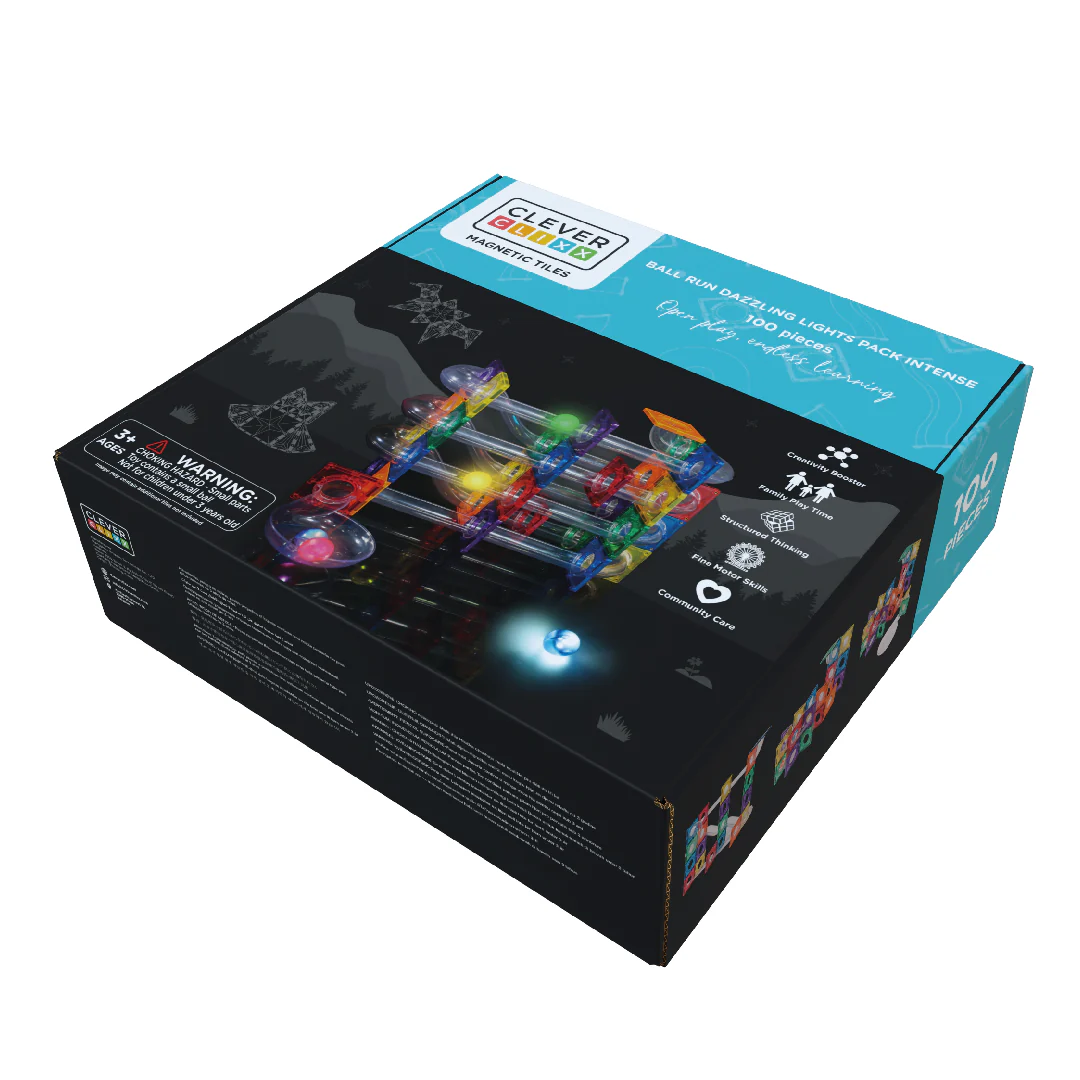 Cleverclixx - Magnetische Tegels Ball Run Dazzling Lights Intense | 100-delige Bouwset - Image 2