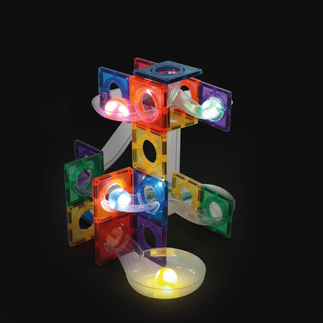 Cleverclixx - Magnetische Tegels Ball Run Dazzling Lights Intense | 100-delige Bouwset - Image 6