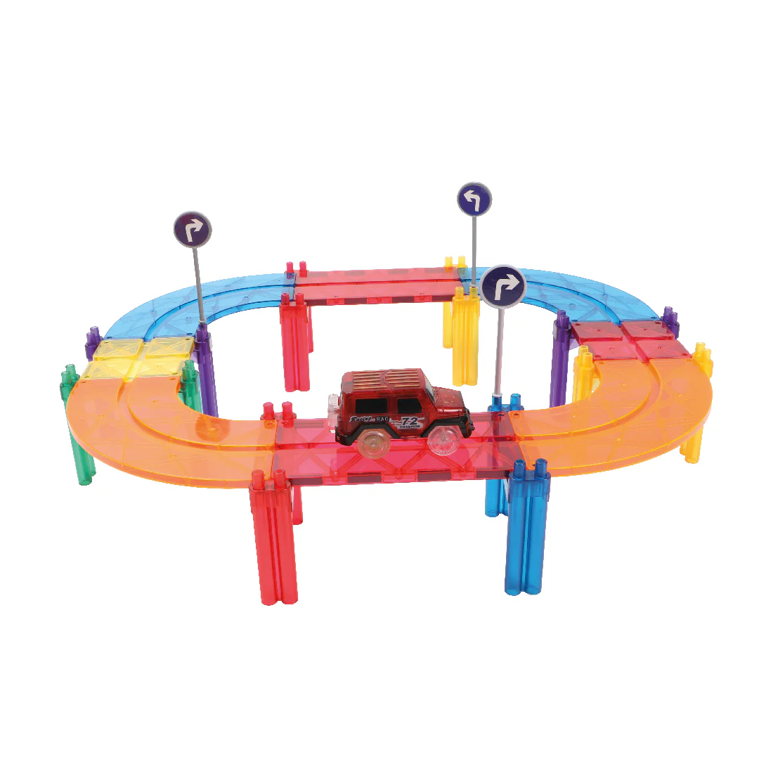 Cleverclixx - Magnetische Tegels Race Track Intense | 65-delige Racebaan Bouwset - Image 5