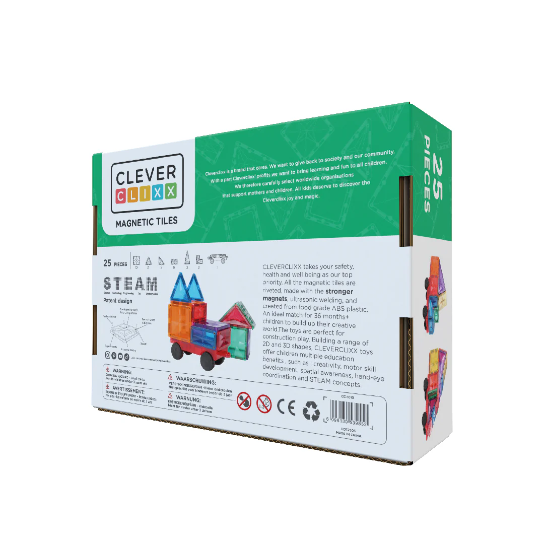 Cleverclixx - Magnetische Tegels Wheels Intense | 25-delige Bouwset voor Voertuigen - Image 3