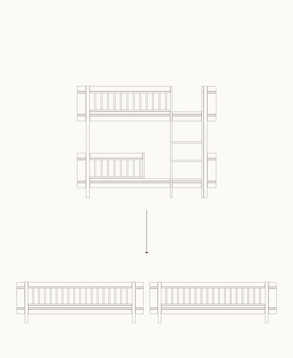 Conversieset Mini+ Low Bunk Bed - 2 Junior Bedden White / Oak
