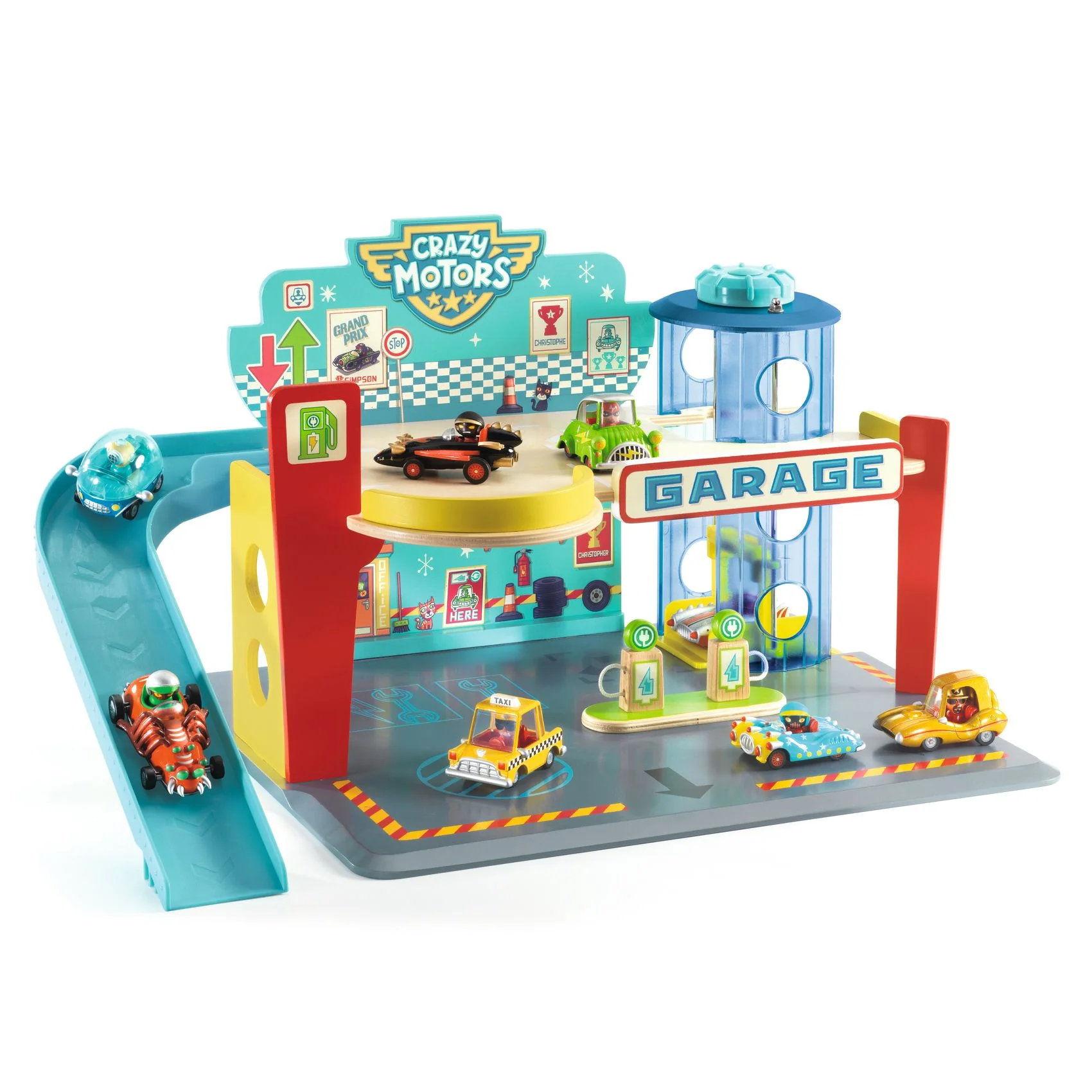 Djeco - Houten Garage Crazy Motors | Multicolor - Image 3