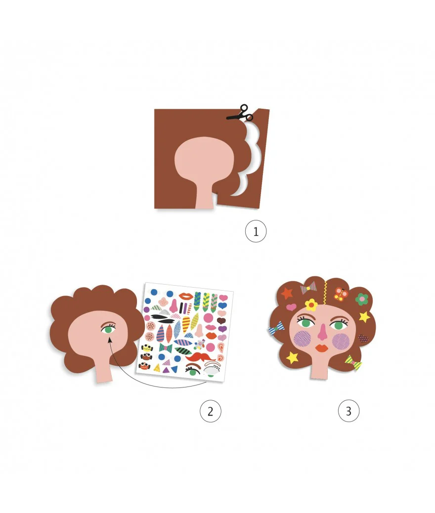 Djeco - Knutselset Creëren met Stickers Kapper | Knip- en Plakactiviteit - Image 2