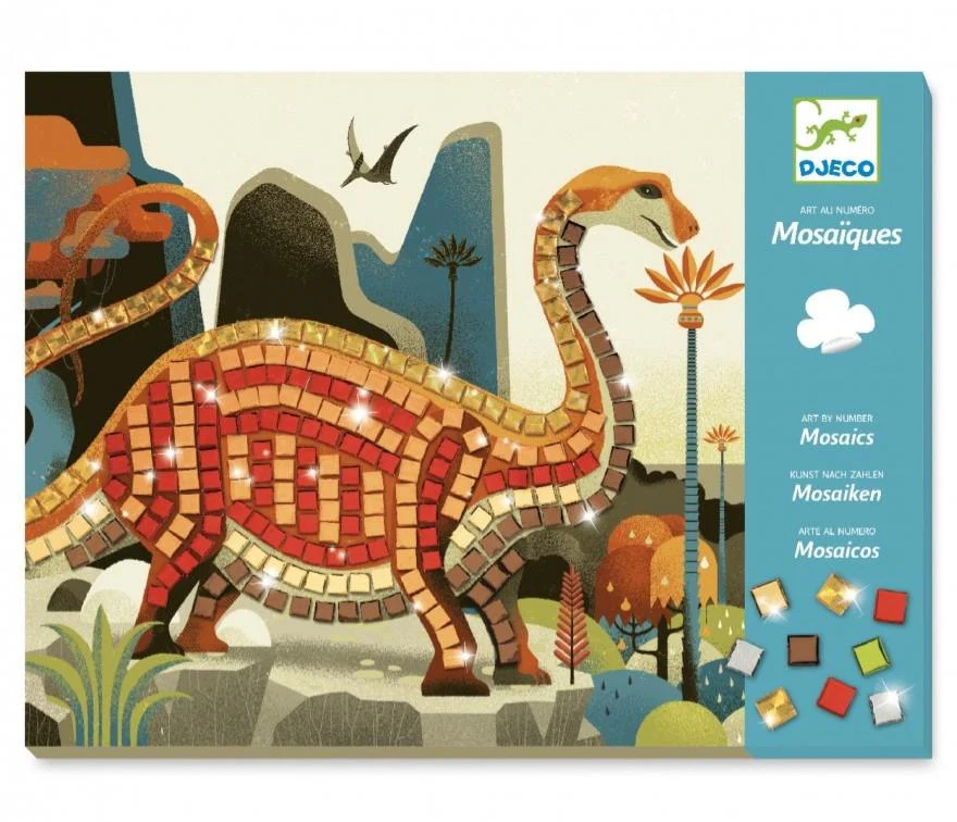 Djeco - Knutselset Mozaïek Dinosaurussen | Metallic Dino Mozaïek