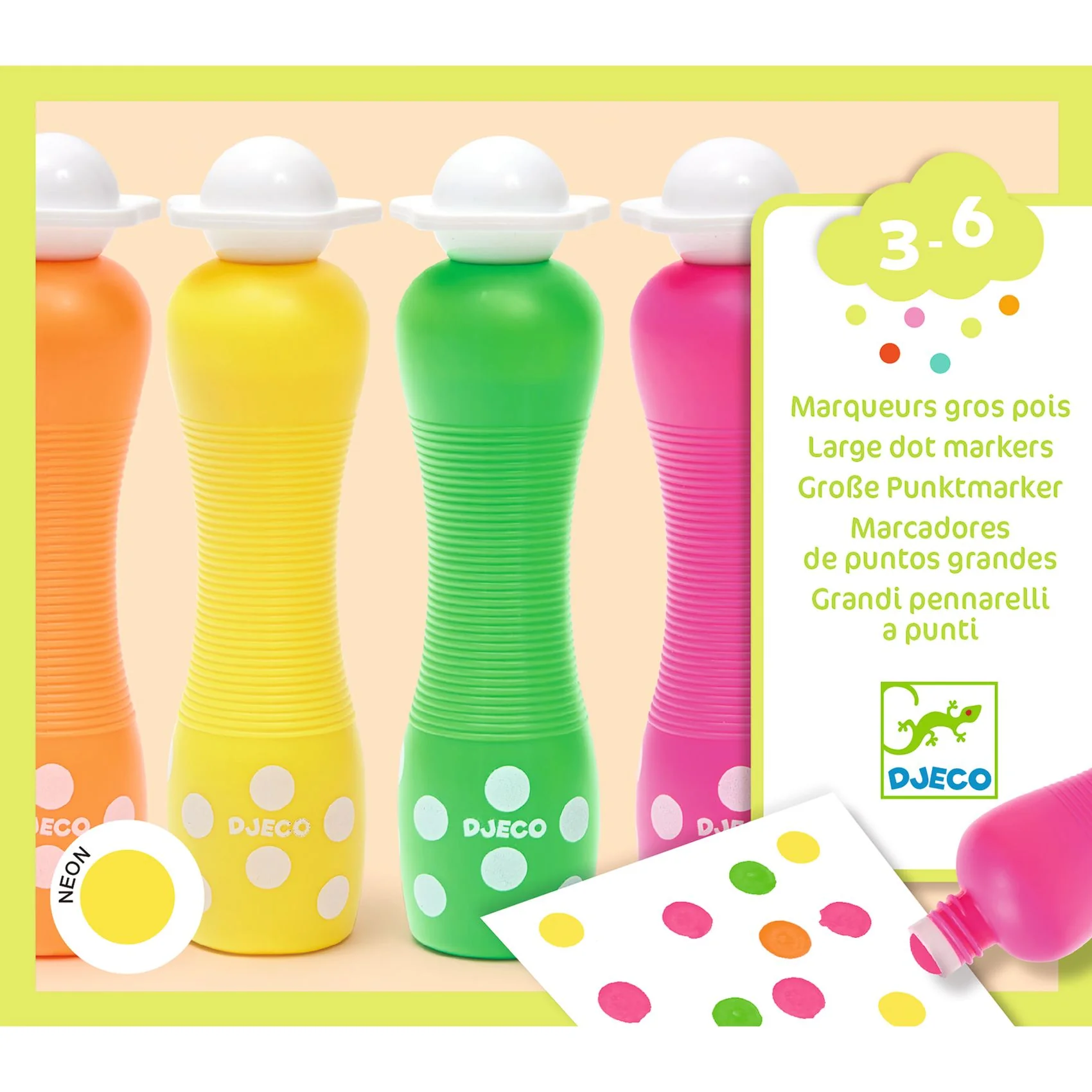 Djeco - Stempelstiften Neon 4-pack | Fluokleuren