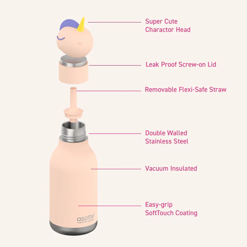 Asobu – Drinkfles Bestie Animal Unicorn Sparkle | 475ml - Image 3