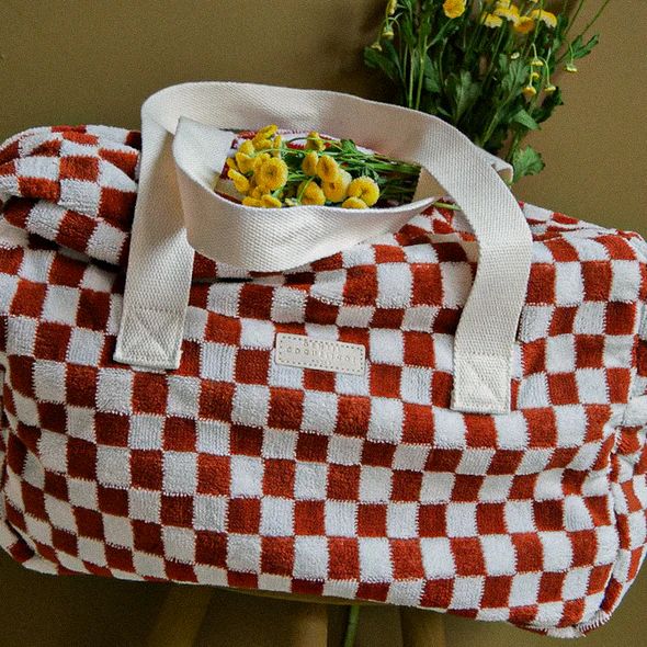 Gentil Coquelicot - Weekendtas Badstof Damier | Rood