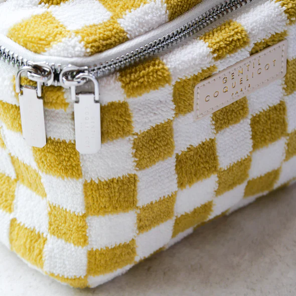 Gentil Coquelicot Paris - Toilettas Badstof Damier | Ochre - Image 2