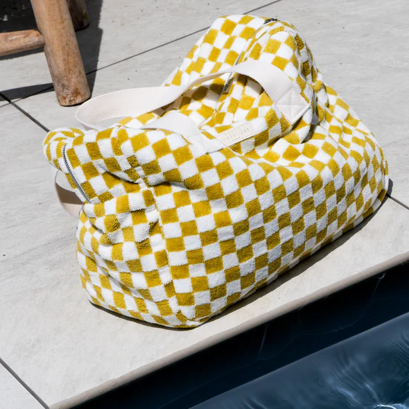 Gentil Coquelicot Paris - Weekendtas Badstof Damier | Ochre - Image 3