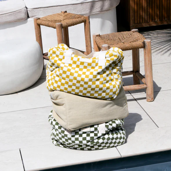 Gentil Coquelicot Paris - Weekendtas Badstof Damier | Ochre - Image 8