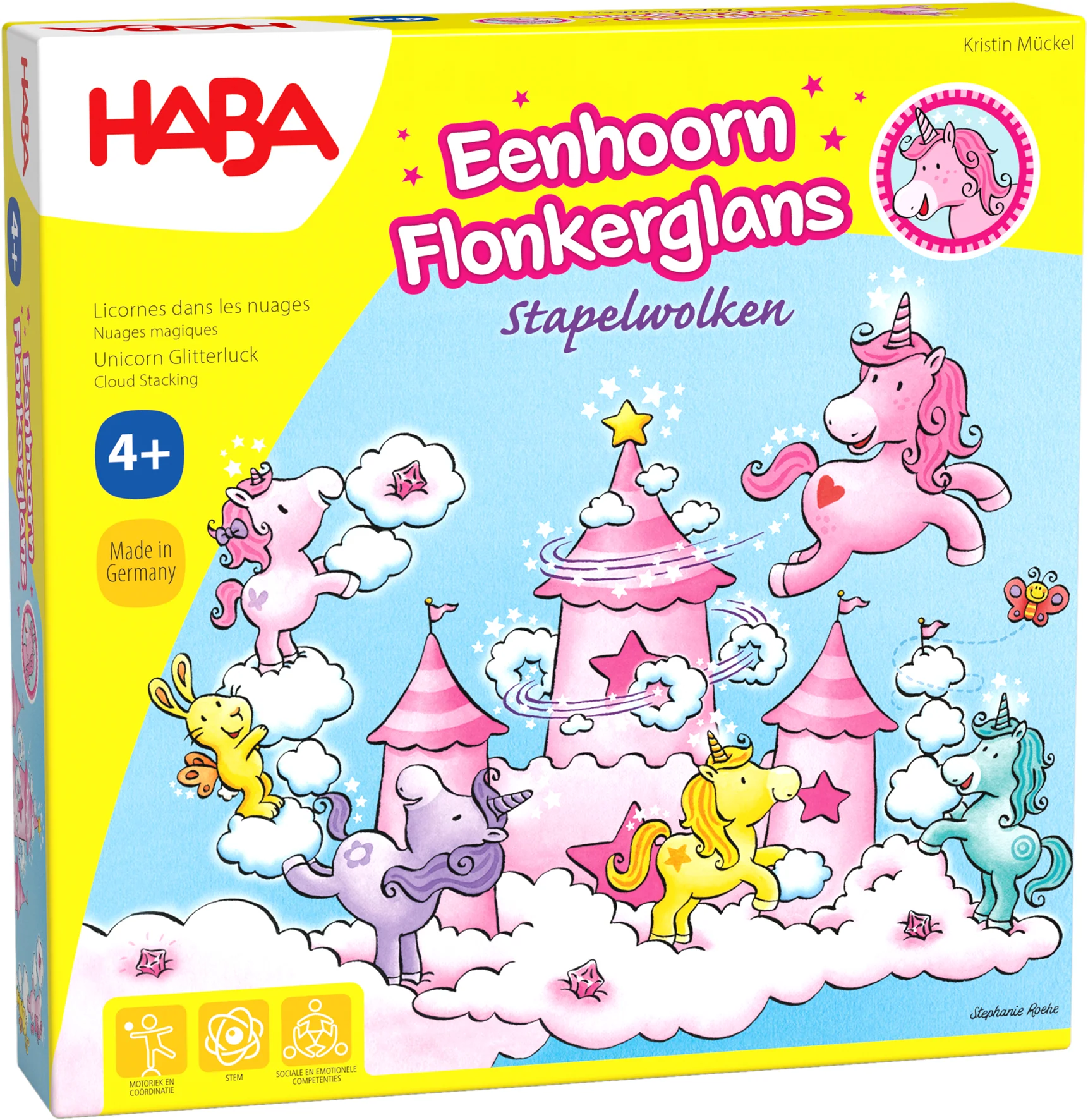 Haba - Spel Eenhoorn Flonkerglans Stapelwolken | Coöperatief Stapelspel voor Kinderen