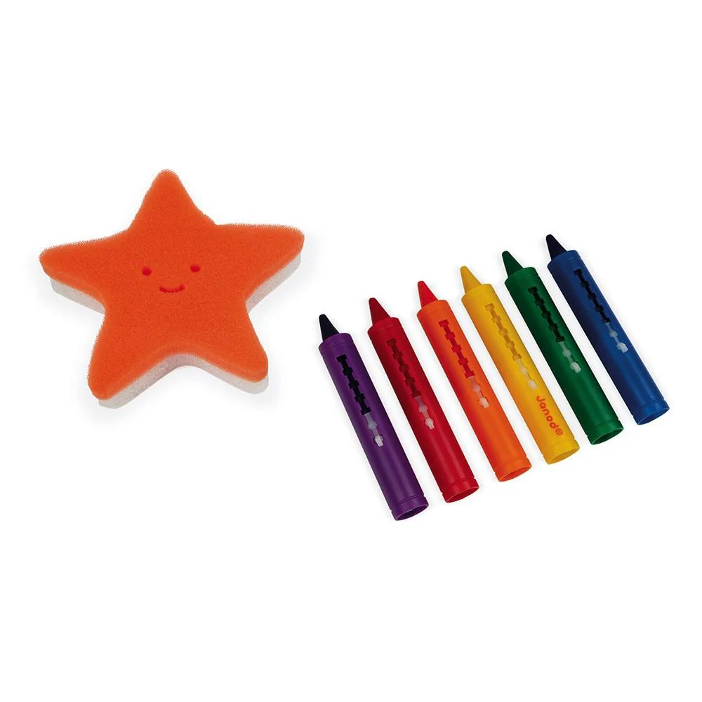 Janod - Bad Stiften met Sponsje (6-pack) | Creatief Tekenplezier in Bad vanaf 3 jaar - Image 2