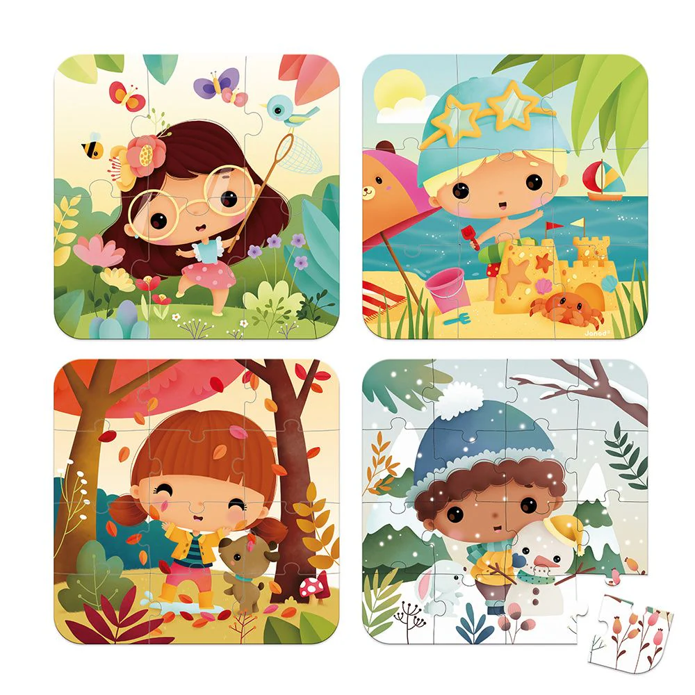 Janod - Evolutieve Puzzel 4 Seasons (4 puzzels) | Puzzels voor Peuters - Image 2
