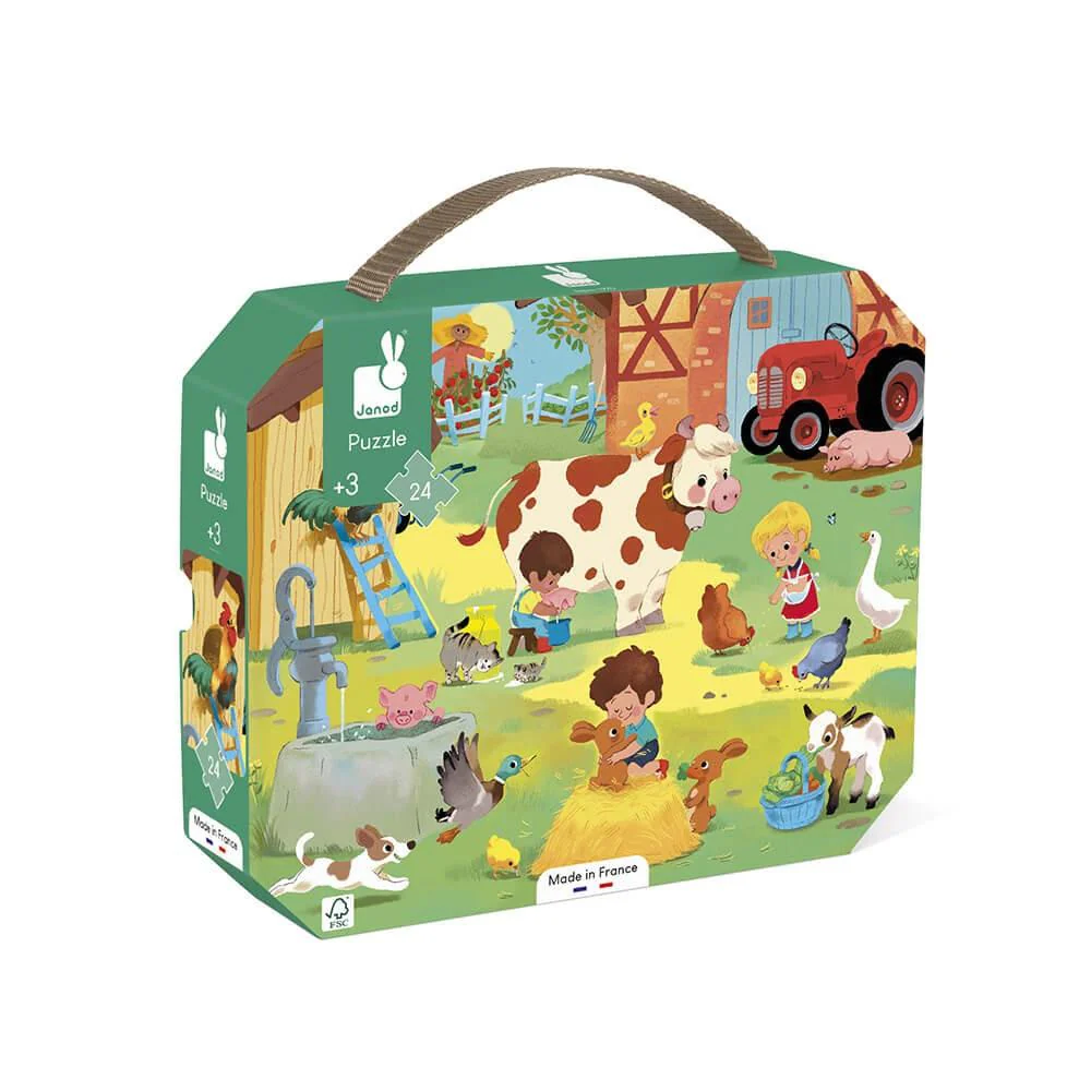 Janod - Puzzel A Day At The Farm (24 stuks) | Boerderijpuzzel voor Kinderen