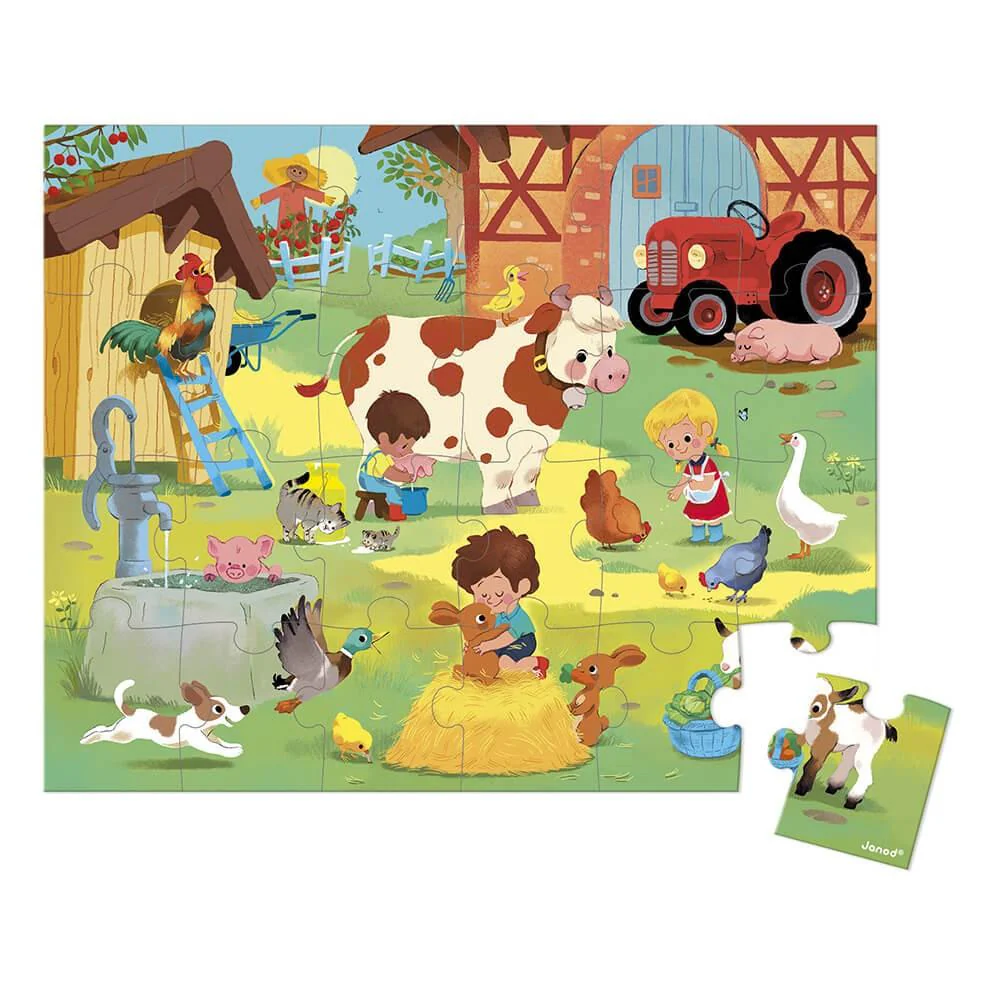 Janod - Puzzel A Day At The Farm (24 stuks) | Boerderijpuzzel voor Kinderen - Image 2