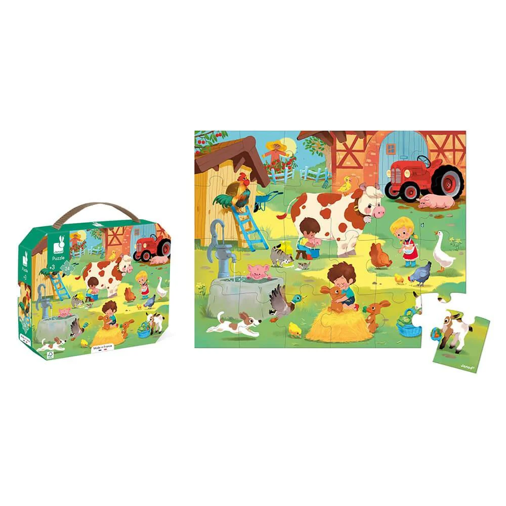 Janod - Puzzel A Day At The Farm (24 stuks) | Boerderijpuzzel voor Kinderen - Image 3