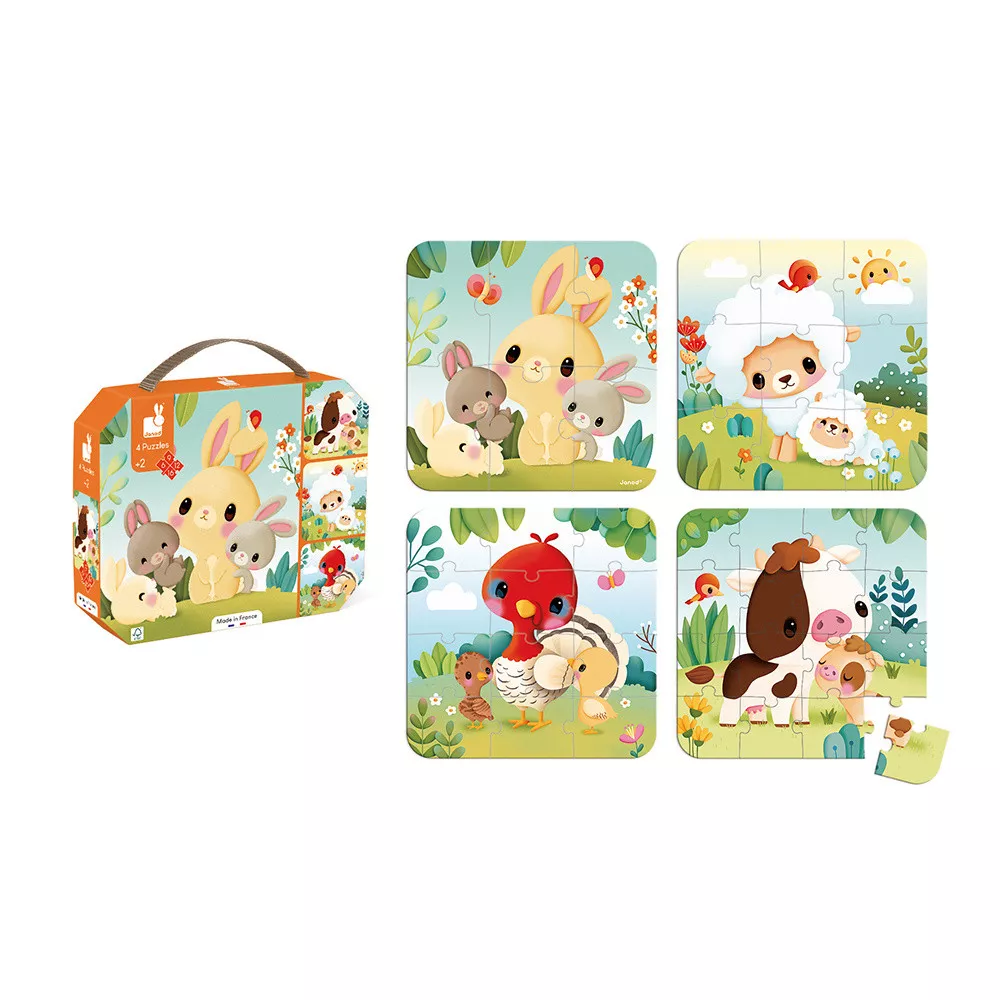Janod - Puzzel Farm Animals (4 puzzels) | Evoluerende Boerderij Puzzels - Image 2