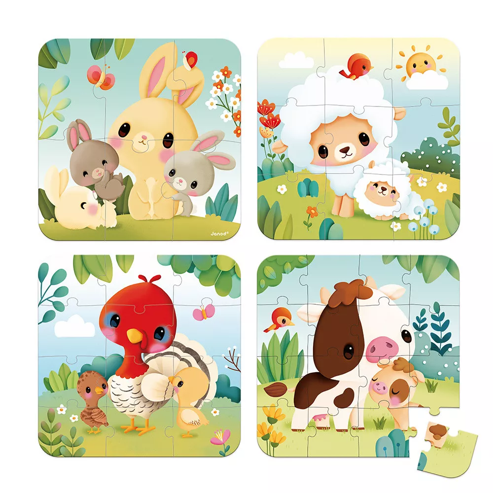 Janod - Puzzel Farm Animals (4 puzzels) | Evoluerende Boerderij Puzzels - Image 3