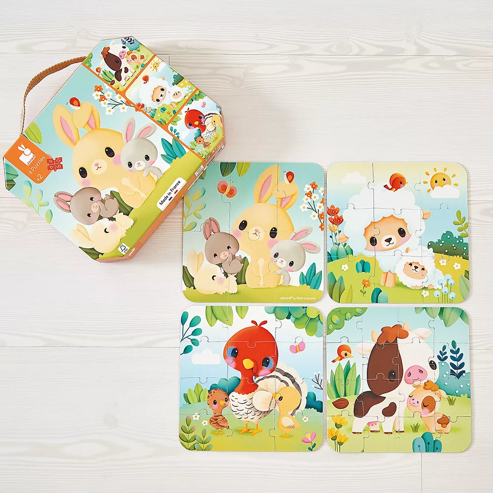 Janod - Puzzel Farm Animals (4 puzzels) | Evoluerende Boerderij Puzzels - Image 4