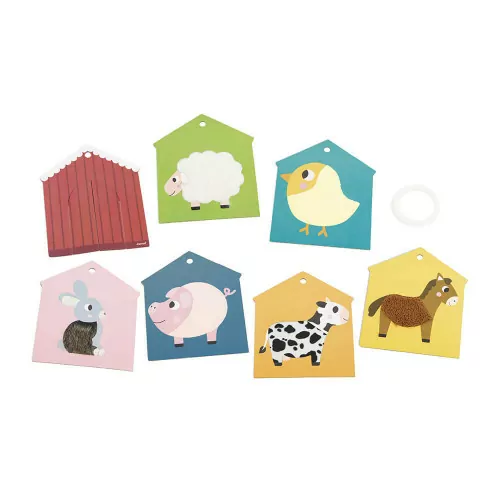 Janod - Activiteitenspeeltje Tactiele Kaarten Farm (7 stuks) | Ontdek Dieren via Tastzin vanaf 12 ma - Image 2