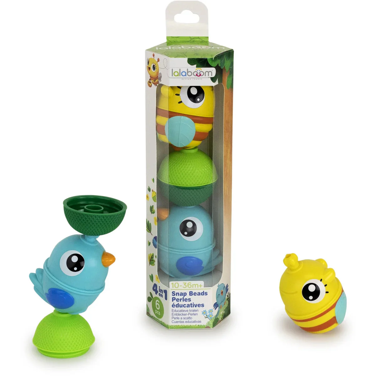 Lalaboom - Educatieve Kralen Bosdieren Tube Blue (6 stuks)