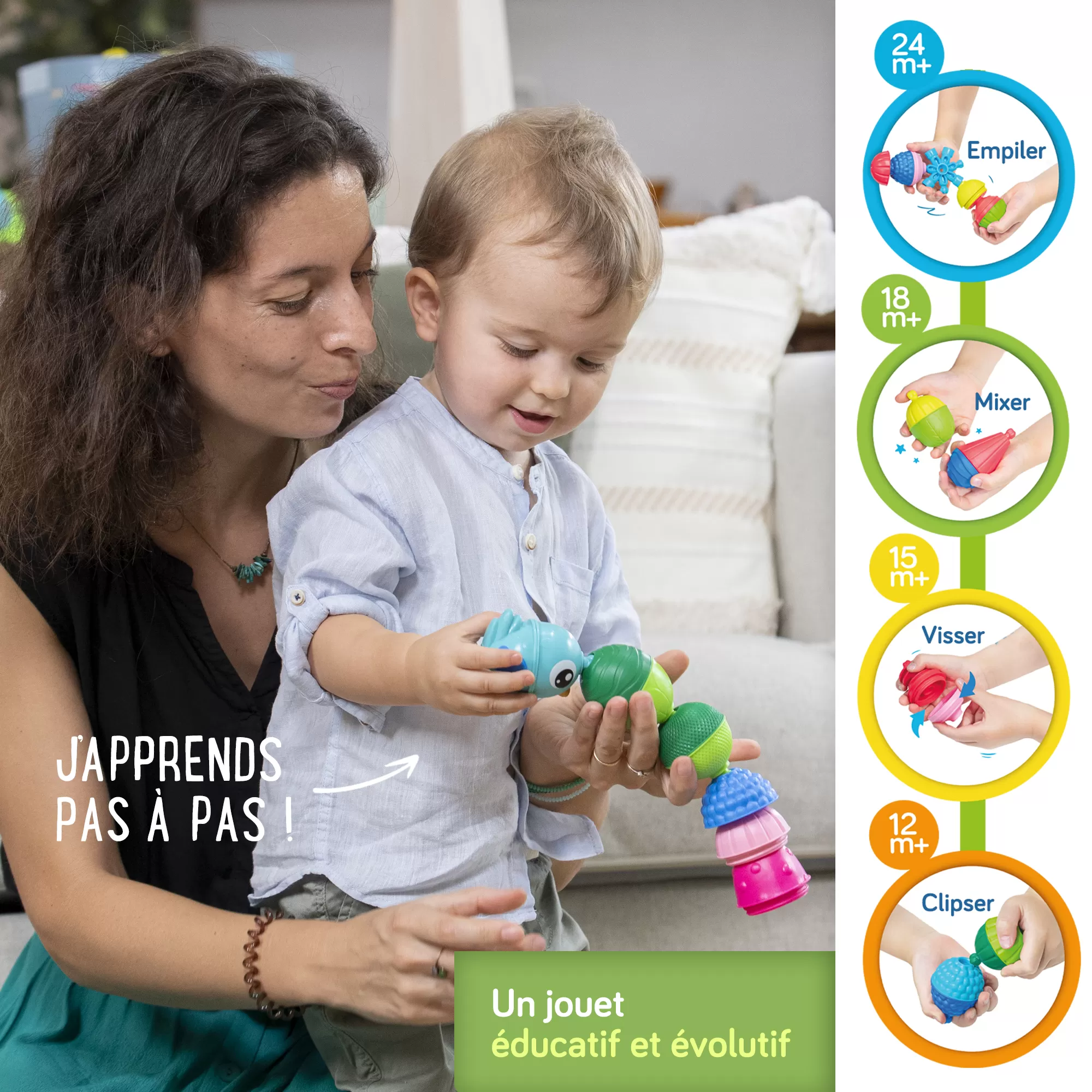 Lalaboom - Educatieve Kralen Bosdieren Tube Blue (6 stuks) - Image 2