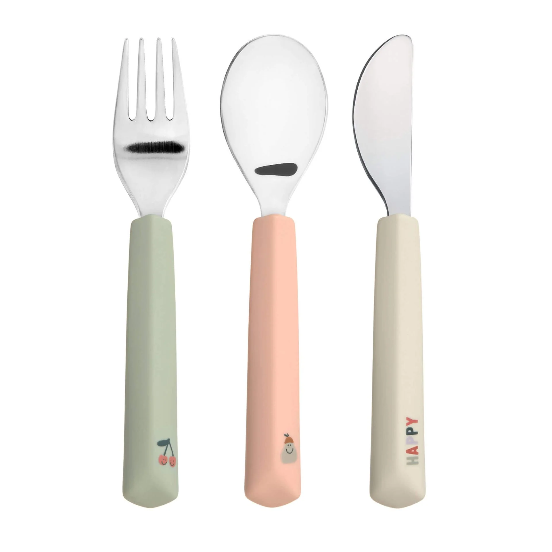 Lässig - Silicone Bestek Happy Fruits Cherry (3-pack) | Zelfstandig eten in stijl