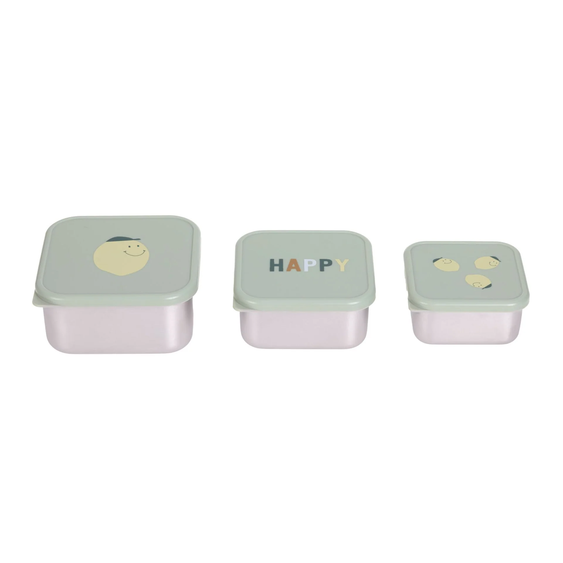 Lässig - Snackdoosjes Stainless Steel Happy Fruits Lemon (3-pack) | Snackopslag voor onderweg - Image 2