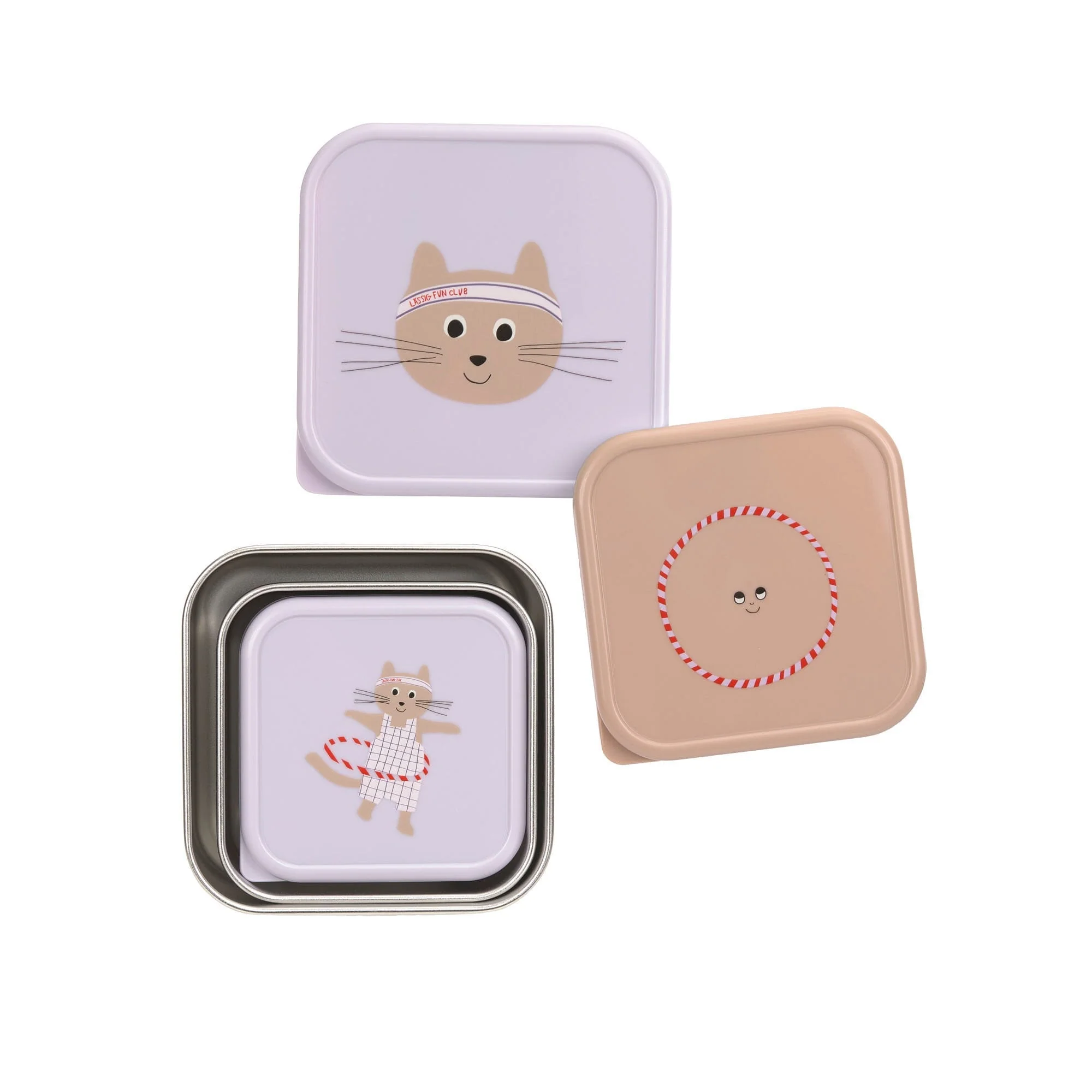 Lassig - Snackdoosjes Stainless Steel Tiny Team (3pack) | Cat - Image 2