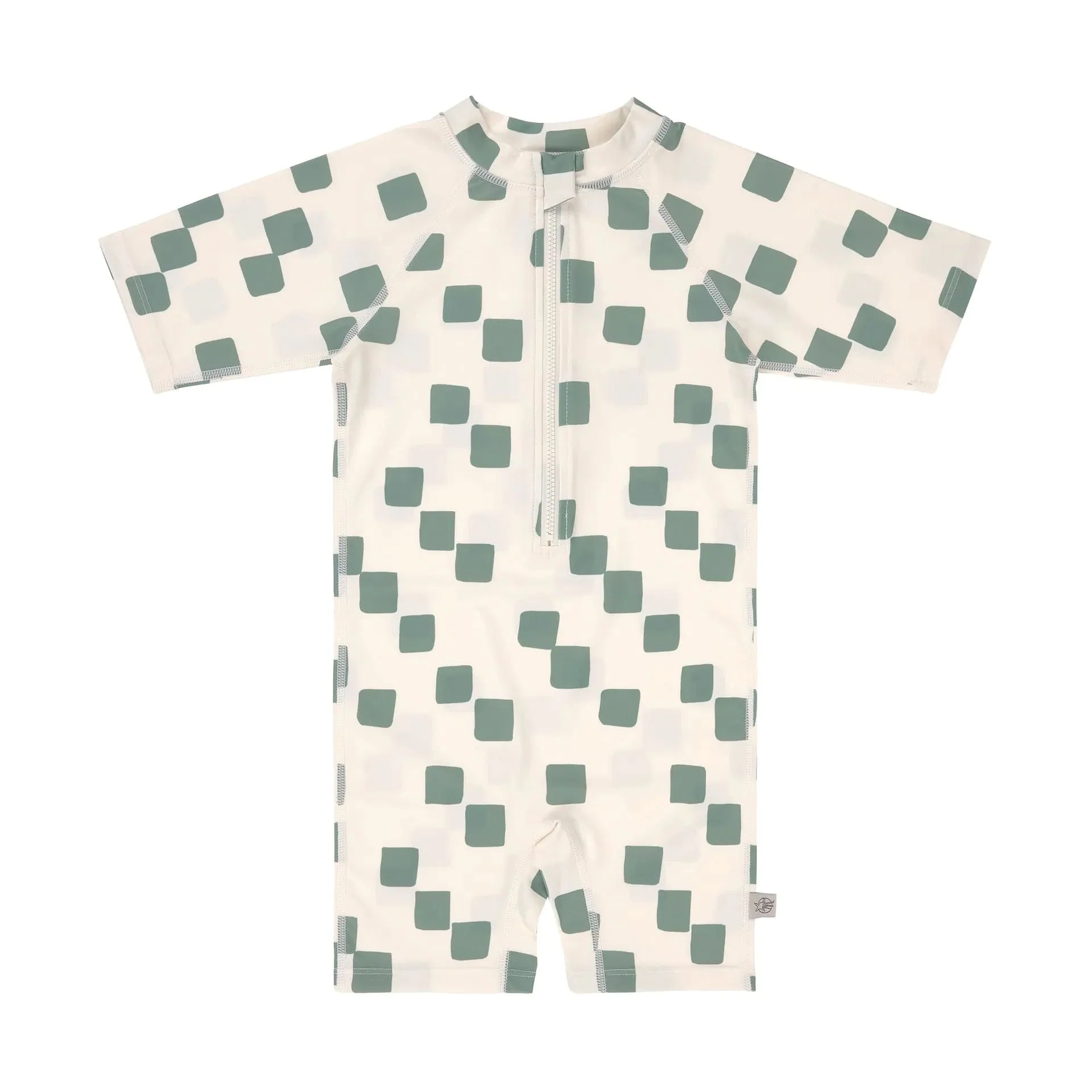 Lassig - Zwempak Korte Mouw Checkerboard | Sea Salt Green