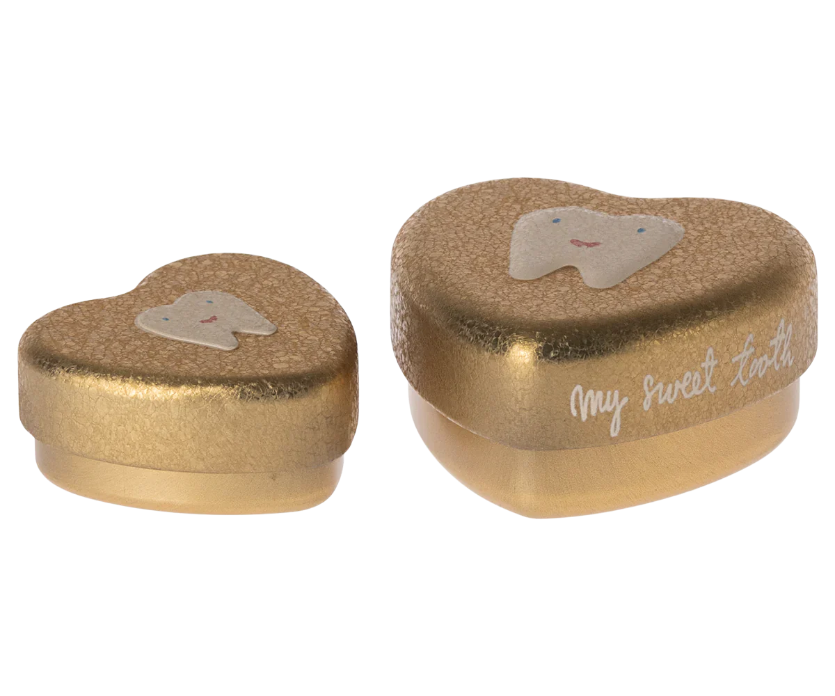 Maileg - Set Tandendoosje Gold | Metalen Harten