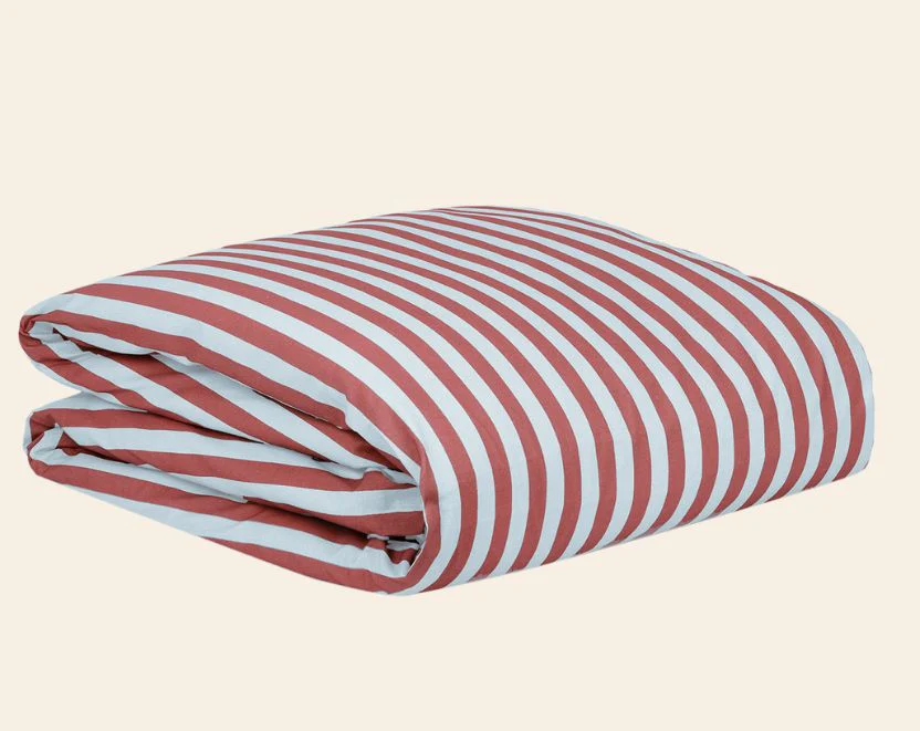 Nobodinoz - Bedovertrek Sheldon 150 x 200 cm | Maroon Stripes
