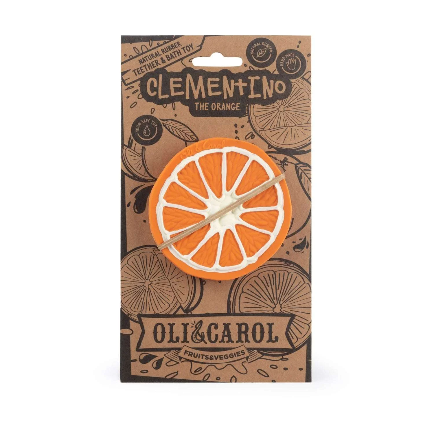 Oli & Carol - Bijtspeeltje & Badspeeltje Clementino Orange | Natuurlijk Rubber - Image 3