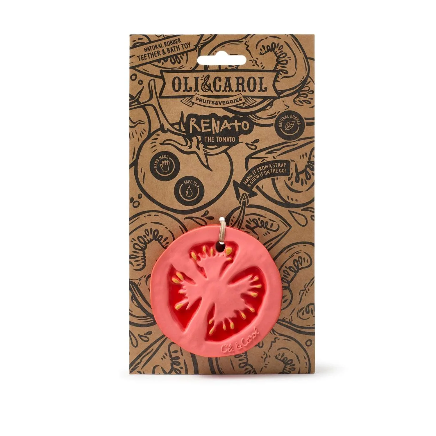 Oli & Carol - Bijtspeeltje & Badspeeltje Renato Tomato | Natuurlijk Rubber - Image 3